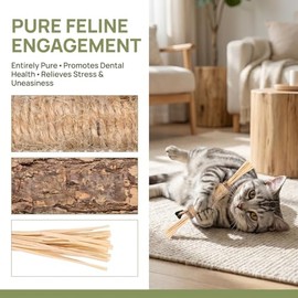 Homoyoyo 3 Piezas Kit para Juguetes de Gato Palitos de Silvervine para Masticar Limpieza Dental Gatos y Gatitos Juguete Natural Reducir Estrés y Mante