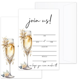 CIAEXRN 25 Pcs Join Us Wedding Invites, Champagne Pattern Invitaciones Para Boda, Invitation Cards For Wedding Birthday Graduation With Envelopes Double-Sided 4x6 Inch, Party Favor And Supplies -02