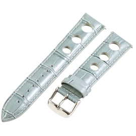 Clockwork Synergy, LLC 24mm Rally 3-hole Croco Grey Leather Interchangeable Replacement Watch Band Strap