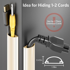 42.5in Cord Cover, Cord Hider for 1-2 Cords, Half Round Cord Covers for Wires on Wall, Adhesive Wire Hiders for TV on Wall, 3xL14.2in, W1.18 x H0.47in, Beige