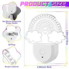 Rossesay 2 Pcs Night Light for Kids Rainbow Night Light Plug into Wall Fairy LED Night Light Dusk to Dawn 6-Colors Change RGB LED Nightlight for Children Girl Bedroom Decor Christmas Birthday Gifts