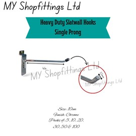 Triple Welded Slatwall Hook Single Prong | HeavyDuty Slatwall Display Hooks | Sizes 2", 4", 6", 8", 10", 12", 14" | Retail Accessories | Hooks for Retail Display and Organization (20, 4Inch/10cm)