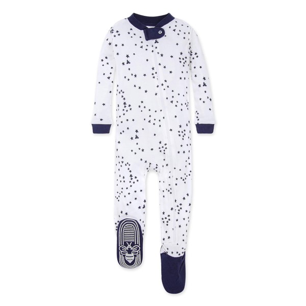 Burt's Bees Baby Baby Boys Pajamas, Zip-front Non-slip Footed Pjs, Organic Cotton and Toddler Sleepers, Midnight Twinkle Bee, 18 Months US