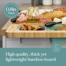 Brimley Bamboo Wood Cutting Board - Wooden Cutting Board with Containers and Lid