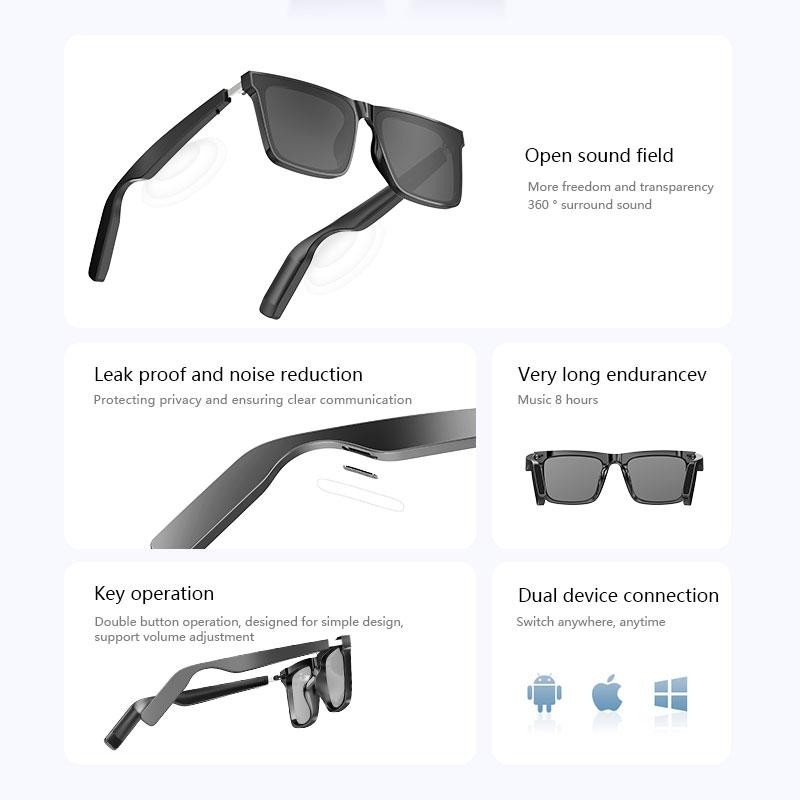 Jueyue Smart Glasses,Bluetooth Sunglasses for Men Women with Speakers,Polarized Lenses