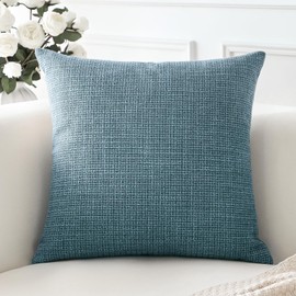 Artscope Linen Cushion Covers Set of 1 Decorative Square Pillowcase Pillow Cover 18x18 Inch for Home Decor Sofa Bedroom Car 45x45cm Blue