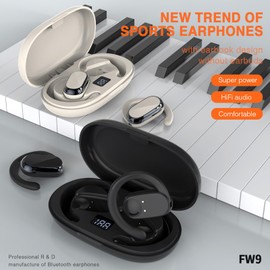 Open Ear Kopfhörer Bluetooth kabellos Sport Luftleitung Sportkopfhörer schnurlos Ohrhörer mit Ohrbügel Air Bone Conduction Headphones Knochenschall Headset Wireless Earbuds für Joggen Laufen Radfahren