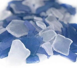 CYS EXCEL Sea Glass 32 Ounces Cobalt Blue & Clear | Multiple Color Choices Crushed Glass Vase Filler | Aquarium Nautical Décor for Art Crafts Flat Frosted Dyed Color Stone