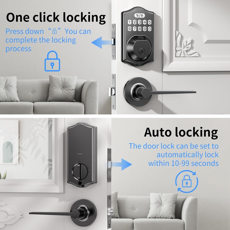 keyless Entry Door Lock deadbolt with Handle Set- Front Door