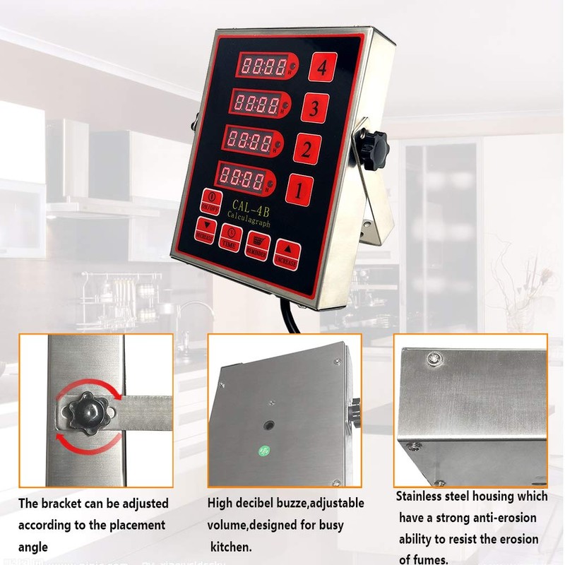Li Bai 4 Channels Commercial Kitchen Timer Restaurant Timers Multi-Function