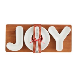 Mud Pie Joy Tidbit Wood Set, board 6" x 14 1/4", BROWN