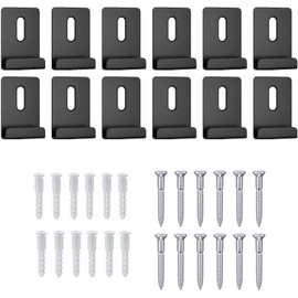 Mirror Hanging Kit Metal Mirror Clips for Wall Mounting Wide Channel Mirror Hangers with Screw Heavy Mirror Mounting Hardware Mirror Holder Clip Mirror Frame Kit Mirror Brackets (Black-12pcs)