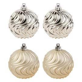 Ideen mit Herz Tree Decorations, Relief Balls, Diameter 6 cm, Light Gold Matt and Glossy, Pack of 4, Decorative Pendants for the Christmas Tree, Christmas Decoration, Christmas Baubles