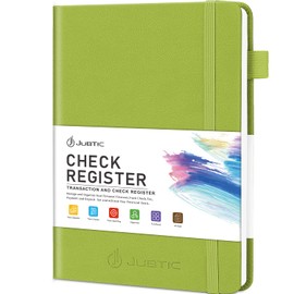JUBTIC A5 Check Registers for Personal Checkbook, Ledger Transaction Registers Log Book for Small Business. Track Payments, Finances, Deposits, Debit Card and Bank Account - Green