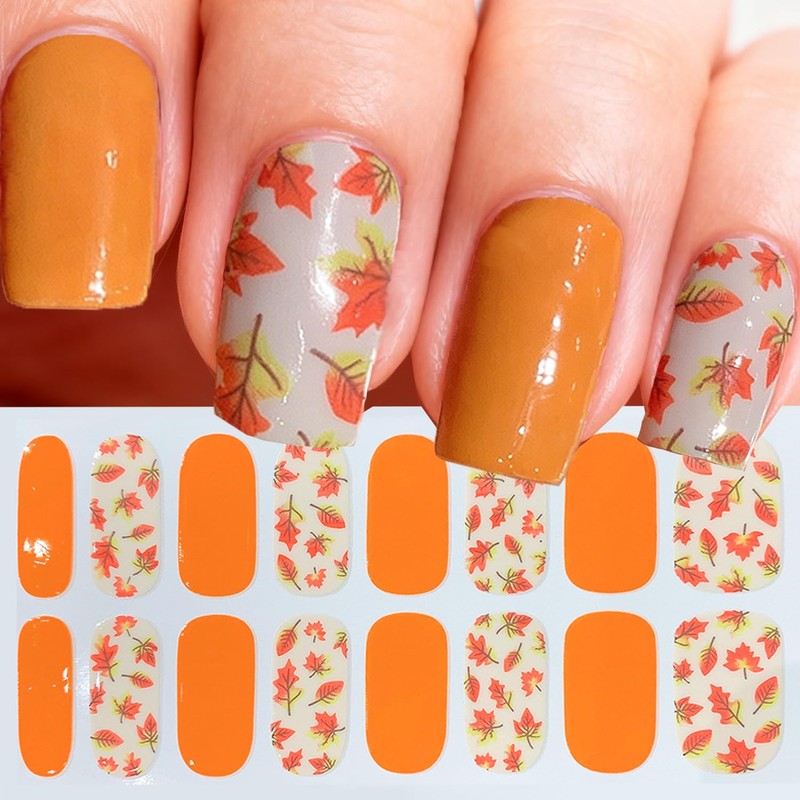 Fall Yellow Nails Wrap Stickers Maple Leaf Nail Polish Stickers