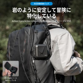 TELESIN Black Mini Camera Bag for GoPro 13-5 Surface Waterproof Hard Shell Travel Organizer Shockproof Half Opening Zipper with Adjustable Reins Universal Fit Go pro Hero 13-5 Insta360 Ace Pro 2 Ace