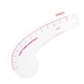 KEARING 12Inch Clear Vary Form Curve Ruler for Sewing, Sandwich Line Scale, French Curve Ruler for Pattern Making, Hip Curve Ruler for Measuring Fashion Design