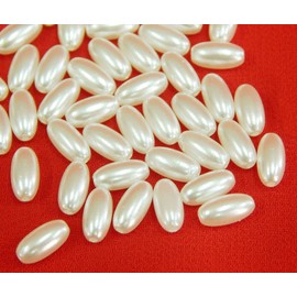 Cultured Pearls, Imitation Pearls, Wax Beads, Pack of 400, 6 x 3 mm Oval Faux Pearls, for Wedding Party Decoration, Jewellery, Crafts (Krem)