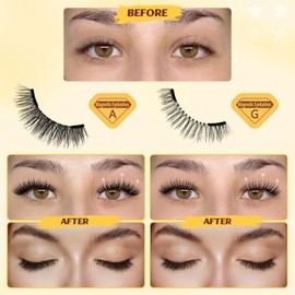 QUEWEL Magnetic Eyelashes, 2 Pairs Natural Look Reusable Magnetic Lashes with Applicator No Glue Needed Easy to Wear and Remove(NZH A+G)