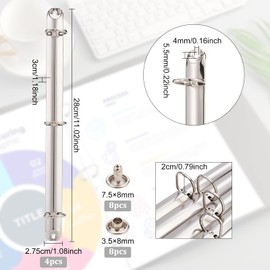 BENECREAT Pack of 4 A4 Stainless Steel Notebook, 3 Ring Binder Mechanism, D Ring, Loose Leaf Binding Spine Combs for Organizers Planners