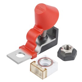 GLOSO Terminal Block + 40A Battery Fuse Kit for Multiple Batteries, Max Voltage 58V, Single Stud M8 (5/16"), Red, Plastic, Panel Mount, Screw Connector