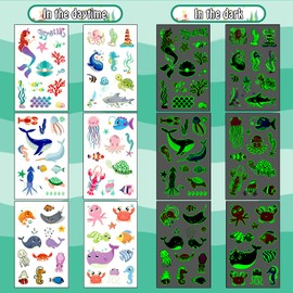 LEADTEAM Tattoo Children's Boy, Light Children's Tattoos Stickers Children Sea Animals Stickers Shark Toy Shark Birthday Decoration Sea Birthday Decoration Small Gifts Party Bag Children's Birthday Party