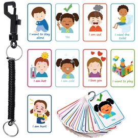 Special Needs Communication Cards Set of 26 Pcs Flash Cards Emotion Cards for Kids Autism Visual Speech Cards Sensory Feelings Cards with Spring Rope Lanyard for Non Verbal Toddler Children Adults