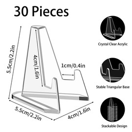 FANXIYA Stand Stand 30 Pieces Transparent Easel Stand Coin Stand Transparent Mini Easels Acrylic Card Stand for Displays Coins, Medals, Pictures, Pocket Watches