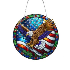 NQRSBUI DIY Hanging Diamond Art Painting Kits Eagle, Diamonds Painting Pendant Board Kit for Adults, Hanging Diamond Art Suncatchers for Home Garden Wall Decor