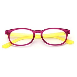 V.W.E. Fun Neon Color Spherical Frame Readers Reading Glasses - Matte Translucent Rubberized Finish (Purple/Yellow, 2.00)