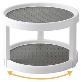 Lazy Susan Organizer, 2 Tier Non Skid Spice Rack Turntable,360 Degree Rotating Seasoning Organizer, 10-Inch Spinning Organizer for Pantry Cabinet, Kitchen, Countertop, Vanity Display Stand