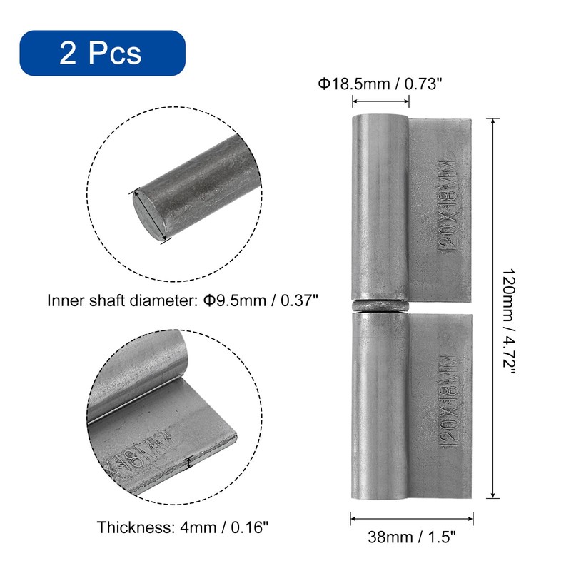 Sourcing Map 2 Pack 4-5/7" x 1-1/2" Weld-on Steel Gate