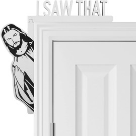 I Saw That Jesus Door Sitter Funny Home Decor Jesus I Saw That Door Hanger Wood Frame Corner Decoration Jesus Sign Christian Church Home Door Corner Decorations for Living Room Bedroom Office-Left