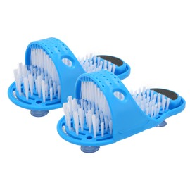 2pcs Foot Washing Brush Shoes Massage Scrubber Cleaning Exfoliating Feet Brush Slipper Blue for Bathroom