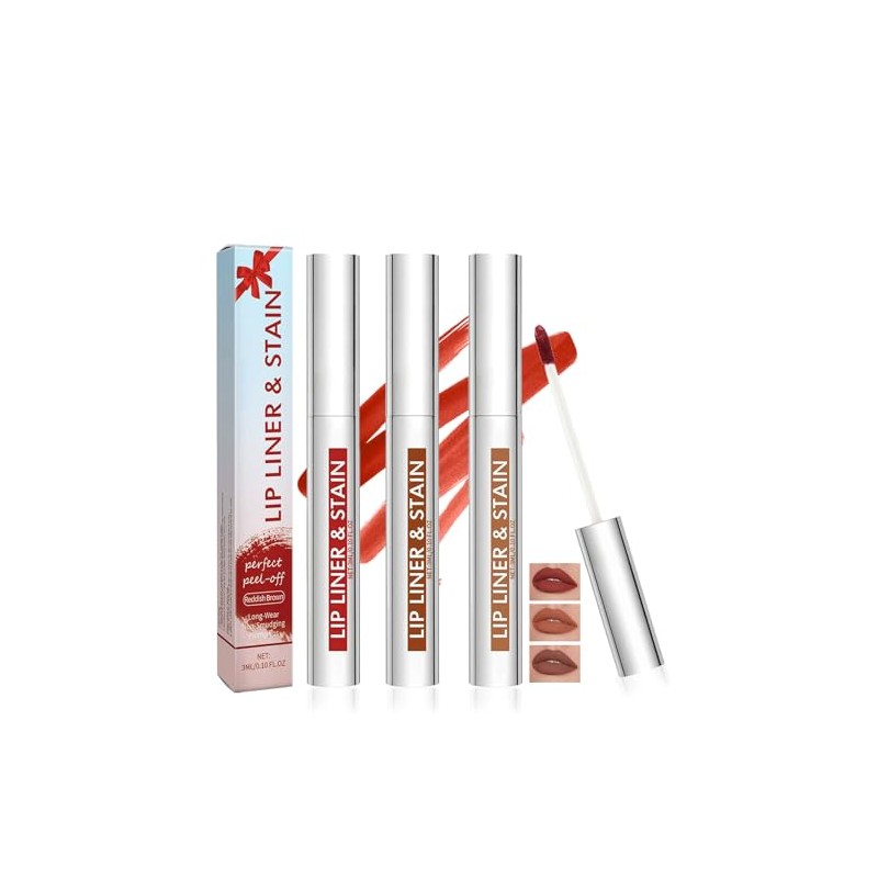 3 Piece Peel Off Lip Liner Stain Set, Removable Lip