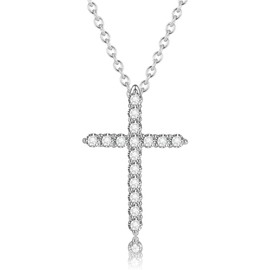 HEXALOVA Cross Necklace for Women, Silver Cross Necklace for Women, Diamond Cross Necklace, Silver Cross Chain, Cross Pendants for Women, Dainty Cross Necklace, Christian Jewelry (4)