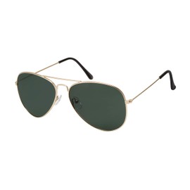 La Optica B.L.M. UV400 Unisex Pilot Sunglasses Retro Colours Single Twin Pack (Lo50) - Single pack of gold colours (glasses: green), size: m