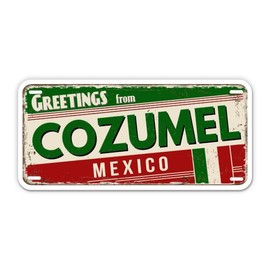 Squiddy Greetings from Cozumel Mexico - Vinyl Sticker for Car, Laptop, Notebook (5.5" Wide)