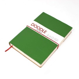 Artway Doodle - Green Leather Journal/Sketchbook - 150gsm Cartridge Paper - 175 x 125mm - 82 pages - Avocado