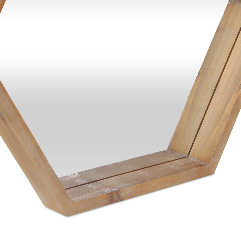 Cheung's Hexagon Mirror with Wood Frame