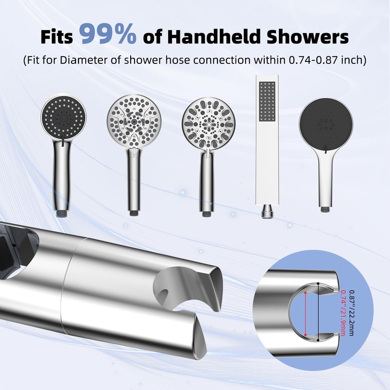 Hibbent Adjustable Shower Head Holder for Slide Bar, Universal 18-25mm