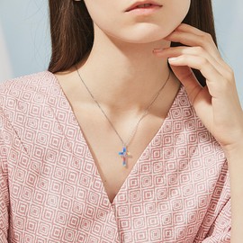 HUKKUN Cats/Fish/Wolf/Bees/Dolphin/Cow/Snake Chain Women's Sterling Silver Animal Pendant Chain Jewellery Gifts for Women, Sterling Silver, No Gemstone