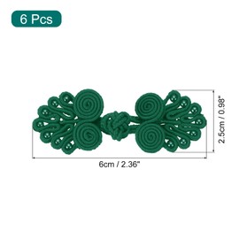 MECCANIXITY 6 Pairs Chinese Knots Frog Buttons Closure Dark Green Sewing Buttons Fasteners with Beads for DIY Sewing Coats Cloak Sweater Bridal Costume Outfit,0.98x2.36 Inch