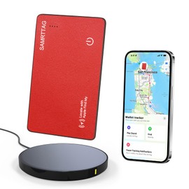 Thin Wallet Tracker Card - Smart Track Card, Works with Apple Find My App (iOS Only), Item Finder for Luggage Tag (Red)