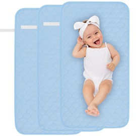 Yaopelky 3 Pack Washable Reusable Waterproof Changing Mat Longer Changing Table Cover Blue