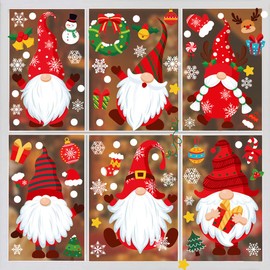 Christmas Window Stickers, Reusable Christmas Window Clings, Static Xmas Window Decals Snowflake Sticker for Christmas Party Decorations (Dwarf)
