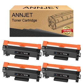 4 Pack Compatible Toner Cartridge Replacement for Brother TN760 TN-760 TN730 TN-730 for MFC-L2710DW DCP-L2550DW HL-L2350DW HL-L2390DW MFC-L2750DW HL-L2395DW HL-L2370DW Printer Ink