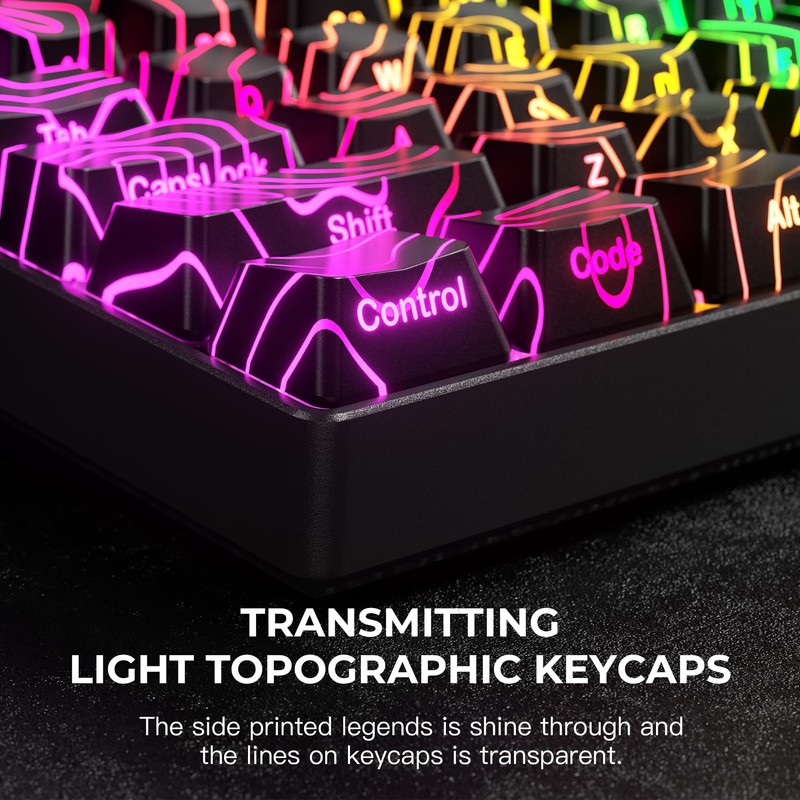 XVX Topographic PBT Keycaps, Shine Through Key caps, Double Shot