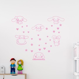 Vinyl Art Decal Decor - Cinamoroll - 7" to 5" Each - Cute Trendy Inspiring Lovely Design for Girls Boys Bedroom Closet Playroom Nursery Kinder Daycare Living Room Wall Sticker (Pink)