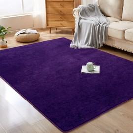 Softlife Washable Bedroom Rug, 4x6 Purple Area Rugs for Living Room, Soft Fluffy Fuzzy Carpet Bedside Rug Indoor Non-Slip Rug for Kids Home Decor Aesthetic Dorm Nursery